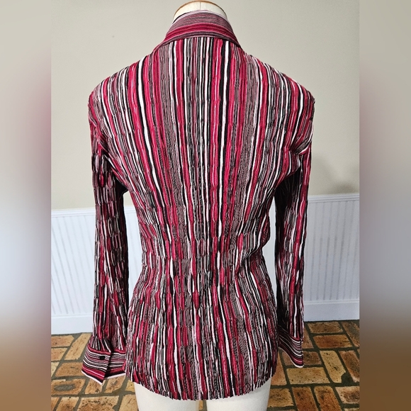 Apt. 9 Stretchy Red and Black Striped Button-up Shirt, Sz XL - Picture 3 of 4